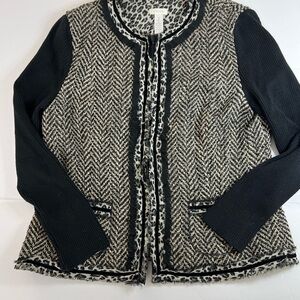 Chico’s Black and Cream Women's Sweater